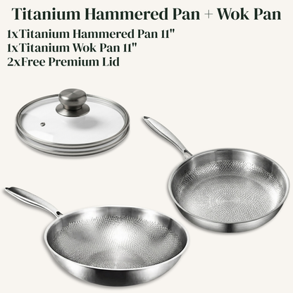 Titanium Hammered Pan + Wok Pan