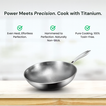 Titanium Wok Pan Flat Bottomed